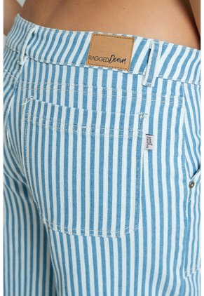 Jeans Barrel Rayas Azul Ragged Pf21350102