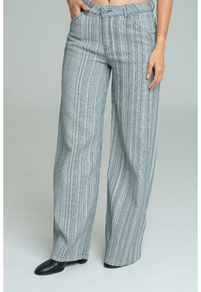 Jeans Jacquard Rayas Azul Ragged Pf21350097