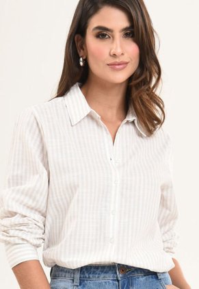 Camisa Boyfriend Spring Beige Ragged Pf11112539