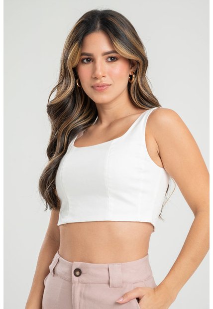 Crop Top Heffing Blanco Ragged Pf31113448