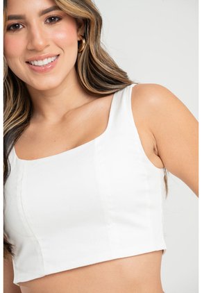 Crop Top Heffing Blanco Ragged Pf31113448