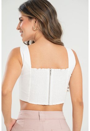 Crop Top Heffing Blanco Ragged Pf31113448