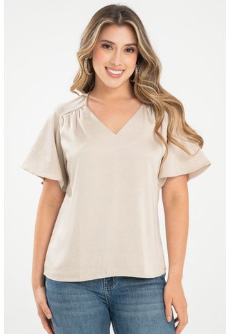Blusa Satin Beige Ragged Pf31113493 Ragged