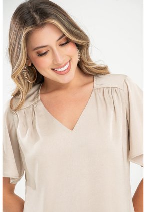 Blusa Satin Beige Ragged Pf31113493