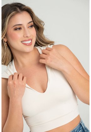 Crop Top Capucha Blanco Ragged Pf31122311