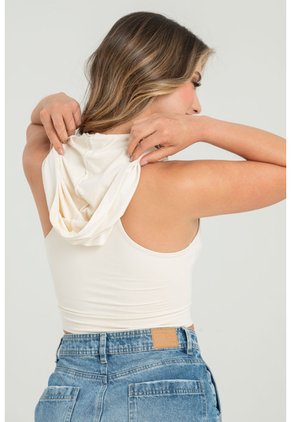 Crop Top Capucha Blanco Ragged Pf31122311