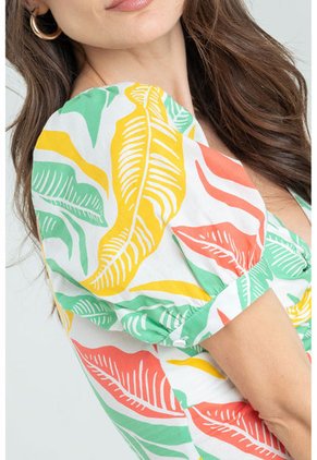 Blusa Tropical Blanco Ragged Pf11112699