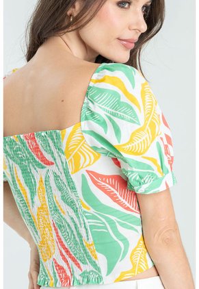 Blusa Tropical Blanco Ragged Pf11112699