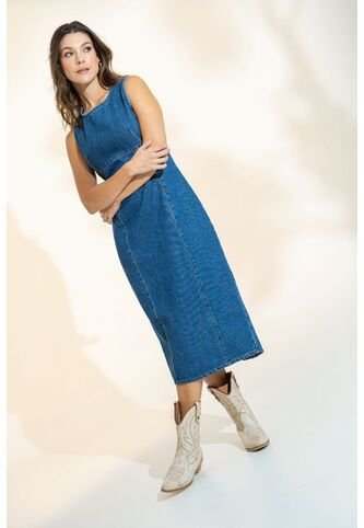 Vestido Midi Azul Ragged Pf21510017 Ragged