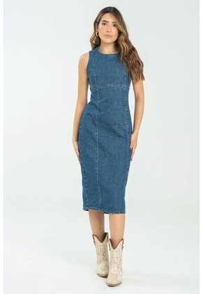 Vestido Midi Azul Ragged Pf21510017