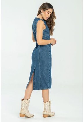 Vestido Midi Azul Ragged Pf21510017