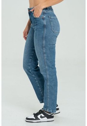 Jeans Mom Pinzas Azul Ragged Pf21350065