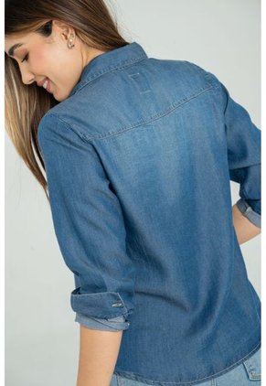 Camisa Tencel Manga Larga Azul Ragged Pf24110002