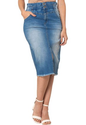 Falda Midi Denim Azul Ragged Pf51320035