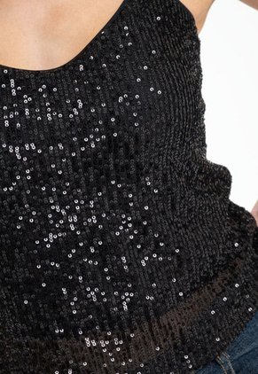 Top Tiras Lentejuela Negro Ragged Pf12120366