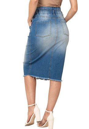Falda Midi Denim Azul Ragged Pf51320035