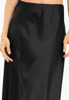 Falda Midi Satin Negro Ragged Pf12320183