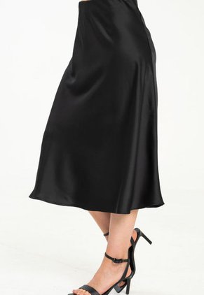 Falda Midi Satin Negro Ragged Pf12320183