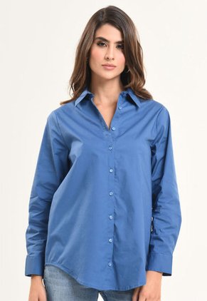 Camisa Boyfriend Azul Ragged Pf11112534