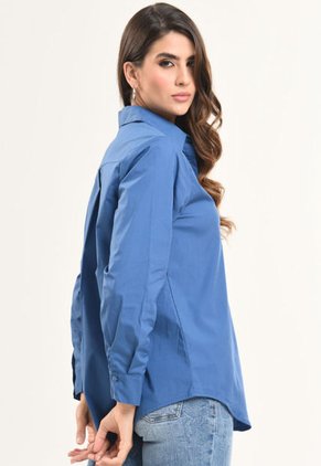 Camisa Boyfriend Azul Ragged Pf11112534