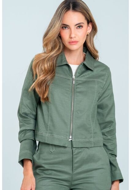 Chaqueta Pespuntes Verde Ragged Pf21130021