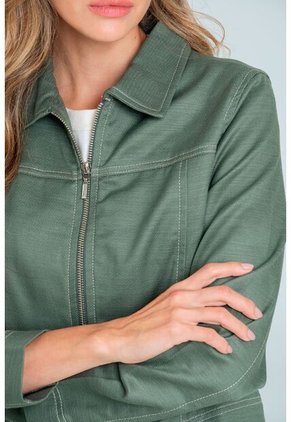 Chaqueta Pespuntes Verde Ragged Pf21130021