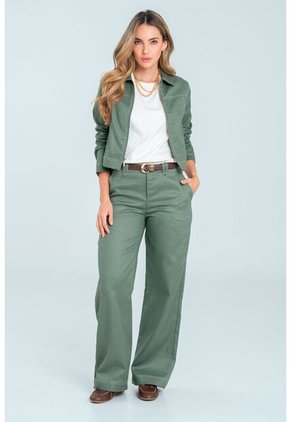 Chaqueta Pespuntes Verde Ragged Pf21130021