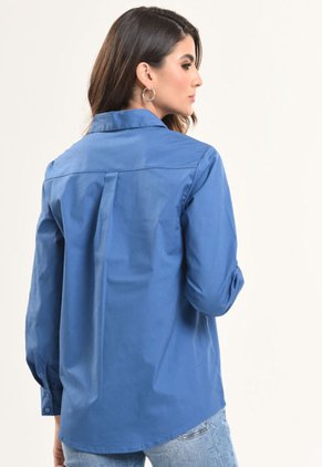 Camisa Boyfriend Azul Ragged Pf11112534