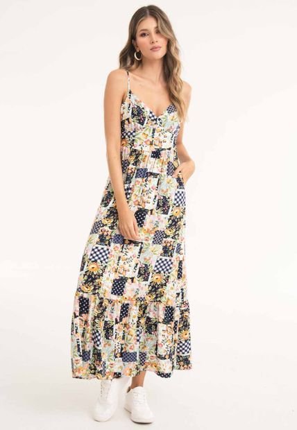 Vestido Patchwork Azul Ragged Pf11511146