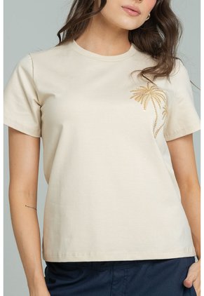 Camiseta Palms Beige Ragged Pf21120148