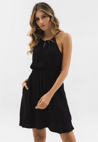 Ragged - Vestido Halston Negro Ragged Pf12510319