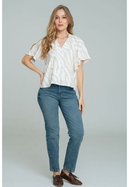 Jeans Mom Basico Marsella Azul Ragged Pf21350075