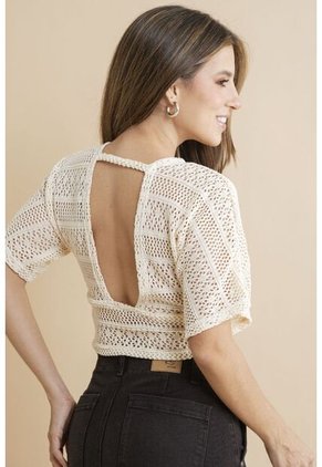 Blusa Tejida Abby Blanco Ragged Pf31113514