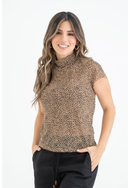 Top Animal Print Beige Ragged Pf31122168