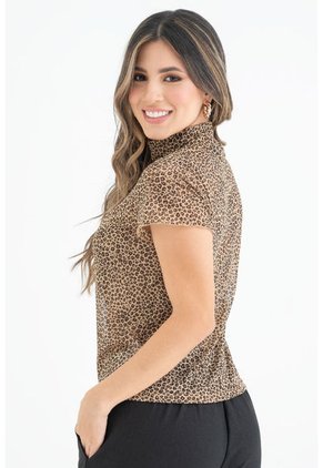 Top Animal Print Beige Ragged Pf31122168