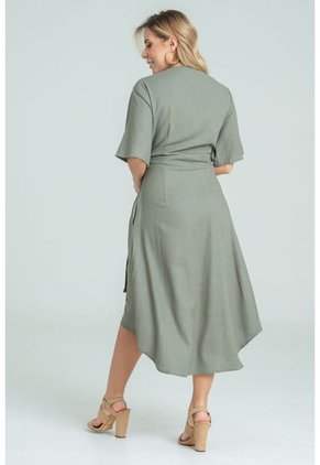 Vestido Asimetrico Giha Verde Ragged Pf32510466