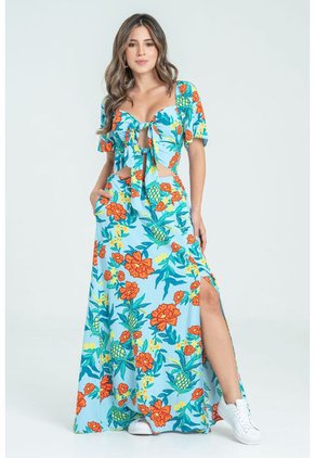 Vestido Largo Zandara Azul Ragged Pf31511330