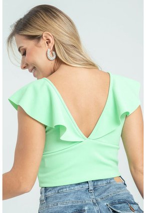 Crop Top Fruna Verde Ragged Pf31122189