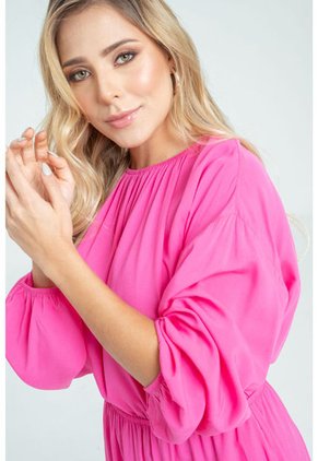 Vestido Corto M/larga Fucsia Ragged Pf31511344