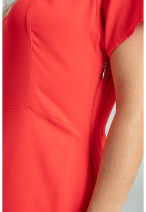 Vestido Largo Manga Corta Rojo Ragged Pf31511336