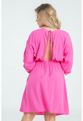 Vestido Corto M/larga Fucsia Ragged Pf31511344