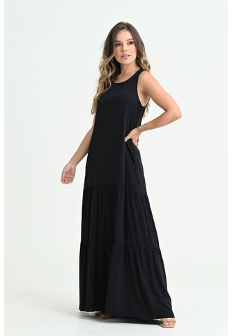Vestido Largo Cancun Negro Ragged Pf31511256 RAGSTYLE