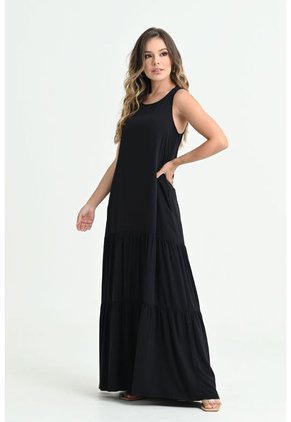 Vestido Largo Cancun Negro Ragged Pf31511256