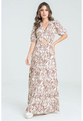 Vestido Largo Arzo Café Ragged Pf31511346