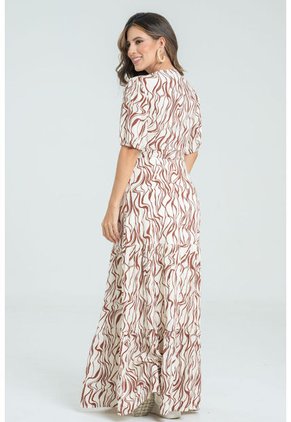 Vestido Largo Arzo Café Ragged Pf31511346