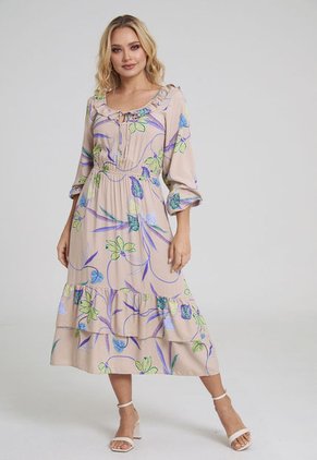 Vestido Midi Nabila Beige Ragged Pf31511120