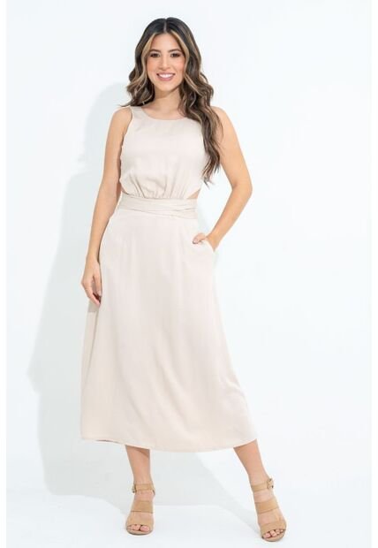 Vestido Largo Cadhee Beige Ragged Pf31511440