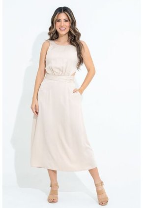 Vestido Largo Cadhee Beige Ragged Pf31511440