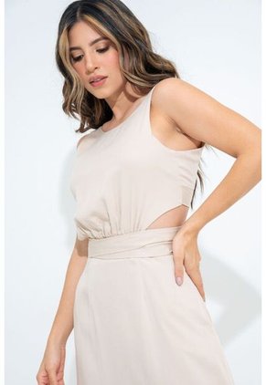 Vestido Largo Cadhee Beige Ragged Pf31511440