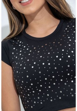 Crop Top Zhaira Negro Ragged Pf31122280